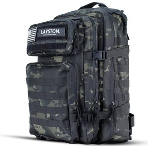 LAYSTON Rugzak 45L Waterdicht - 17 inch Laptoptas - Sporttas - Schooltas - Camo Groen - Voor Dames en Heren - Tactical Backpack - 45 Liter
