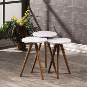 Bijzettafels - Salontafel Set | Set van 3 | Luxe design | Bijzettafel | Sofa tafel | Woonkamer tafel I Houten poten (1012)