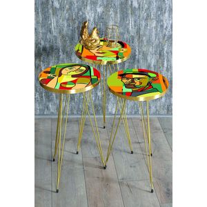 Salontafel Set | Set van 3 | Luxe design | Bijzettafel | Sofa tafel | Woonkamer tafel | Salon tafel - Kubizm Desen - 1083