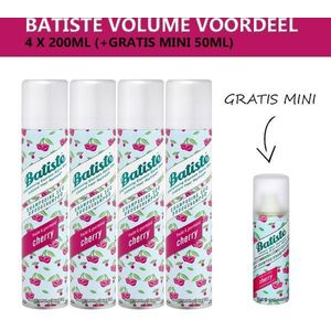 Batiste Droogshampoo Cherry - Volumevoordeel - 4 x 200ml - Gratis Mini 50ml