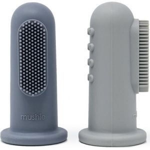 Mushie Finger Toothbrush Tradewinds/Stone - Vingertandenborstel Baby - 2 stuks per verpakking - Tandenborstel Siliconen