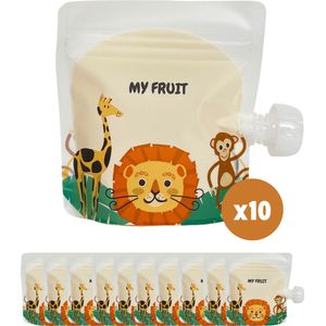 Heppiekids® Knijpzakjes herbruikbaar - 10 stuks - BPA-vrij - Dubbele zipsluiting - Knijpzakjes hervulbare - Herbruikbare knijpfruit zakjes - Voor Baby en Peuter - Babyvoeding bewaarzakjes - Knijpfruitzakjes