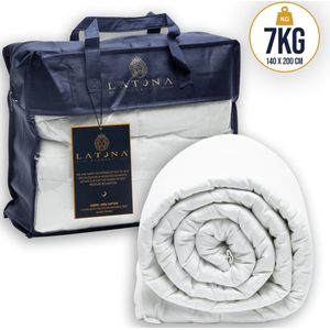 Latona Blanket® Verzwaringsdeken 7kg - Weighted Blanket - Wit - 140 x 200cm - 100% katoen - 7-laags