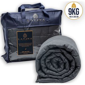 Latona Blanket® Verzwaringsdeken eenpersoons 140 x 200cm - 9kg - Antraciet - Katoen - Weighted blanket