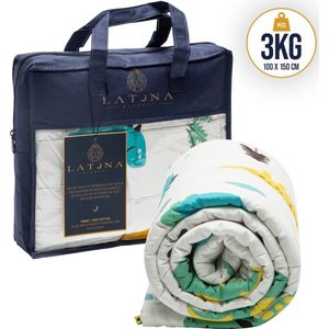 Latona Blanket® Verzwaringsdeken Kind 3kg - Weighted Blanket - Dinoprint - 100 x 150cm - 100% katoen - 7-laags