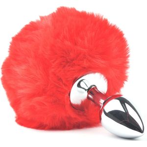 Fluffy Buttplug Red Small - Makkelijk schoonmaken - Stimulerend voor mannen en vrouwen - Kunstbont - Stimulerend voor mannen - Spannend voor koppels - Sex speeltjes - Sex toys - Erotiek - Bondage - Sexspelletjes voor mannen en vrouwen - Seksspeeltjes