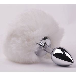 Fluffy Buttplug White Small - Makkelijk schoonmaken - Stimulerend voor man en vrouw - Kunstbont - Stimulerend voor mannen - Spannend voor koppels - Sex speeltjes - Sex toys - Erotiek - Bondage - Sexspelletjes voor mannen en vrouwen - Seksspeeltjes