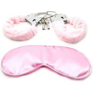 Naughty 2 Piece Set Pink -  Leuk voor beginners -  Roze - Voor stelletjes - 2 Items: Handboeien Blinddoek - Spannend voor koppels - Sex speeltjes - Sex toys - Erotiek - Bondage - Sexspelletjes voor mannen en vrouwen - Seksspeeltjes