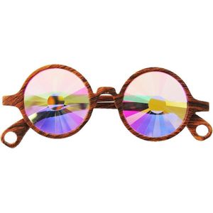 Caleidoscoop Bril Premium Rond Wormhole Wood - Spacebril - Festival Bril