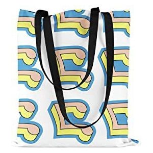 Bonamaison Tas met lange zwarte handgrepen, boodschappentas, boodschappentas, opvouwbaar, canvas, afmetingen: 48 x 55 cm