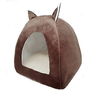 Pet Tent Cave Bed voor katten/kleine honden Cat Bed House, Microfiber Indoor Outdoor Pet Beds (M,Brown)