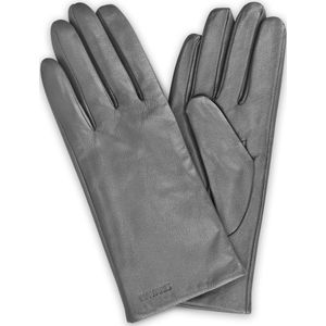 Touchscreen nappa lederen handschoenen voor dames L - lederen handschoenen van lamsleer met kasjmier mix voering - dameshandschoenen met touch-functie in kleur grijs