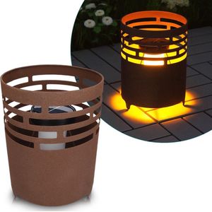 Solar Light Vuurkorf voor buiten - LED-tuinverlichting met flikkerend vlameffect, automatische aan / uit-sensor, inzet - klein metalen vuurplaats lantaarnontwerp