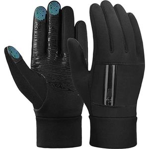 Doreze® Fietshandschoenen maat L - Zwart -  Winddicht en waterbestendig - Handschoenen werkend op touchscreen - Winter handschoenen - Anti-slip handpalm - Rits met reflector