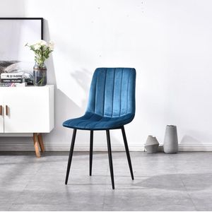 TammaT® - Stoelen - Eetkamerstoelen - Moderne Velvet stoel - Kuipstoel - Eetkamerstoel Velvet - Donker Blauw