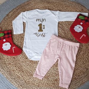 Rompertje baby met tekst Baby cadeau Kerstpakje - Kerst Romper - Kerstoutfit tekst mijn eerste kerstmis pakje jongen meisje  baby kleding kerst Kerstkleding kerstpakje aankondiging bekendmaking zwangerschap cadeau voor de liefste aanstaande