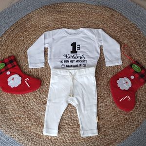 Rompertje baby met tekst Baby cadeau Kerstpakje - Kerst Romper - Kerstoutfit tekst mijn eerste kerstmis pakje jongen meisje  baby kleding kerst Kerstkleding kerstpakje aankondiging bekendmaking zwangerschap cadeau voor de liefste aanstaande