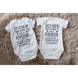 Set Baby Rompertjes - Aankondiging Bekendmaking Zwangerschap - 100% Katoen