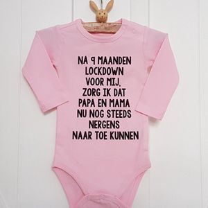 Baby Rompertje met tekst aankondiging bekendmaking zwangerschap cadeau voor de liefste aanstaande opa en oma oom tante papa mama broer zus lockdown corona