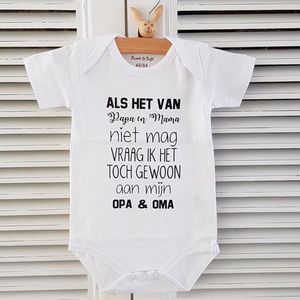 Baby Rompertje met Tekst HOERA! Jullie worden opa en oma vraag het | Korte Mouw | Cadeau voor Zwangerschap | Bekendmaking | Aankondiging | Aanstaande papa en mama