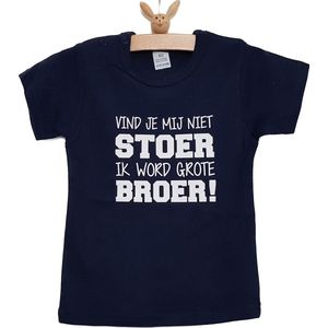 Shirt Stoer Ik word grote broer big brother | korte mouw | zwart | maat 74 zwangerschap aankondiging bekendmaking baby