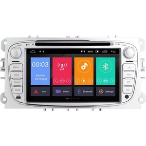 CarPlay geschikt voor Ford Focus S-Max Mondeo Galaxy C-Max Kuga Android navigatie DVD speler Bluetooth USB WiFi ZILVER