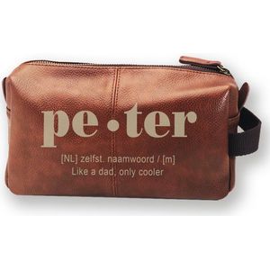 Cadeau voor peter - Toilettas - Lederen tas - Peter vragen - Geschenk