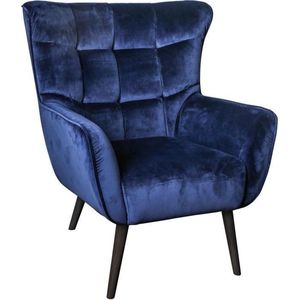 Luxe Fauteuil - Stoel - Design - Chair - Sfeervol - Sfeer - Comfort - Comfortabel - Industrieel - Luxe - Comfortabele stoel - Fluweel - Blauw - 83 cm breed