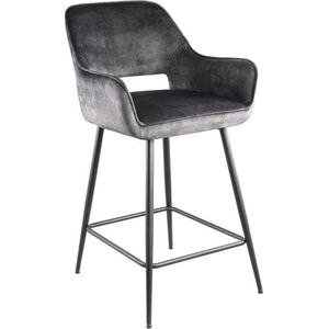 Luxe industriële barkstoel - Velvet - Barkruk - Industrieel - Barstoel - Stoel - Kruk - Sfeer - Fluweel - Trendy - Bar Chair - Chair - Grijs - 95 cm hoog