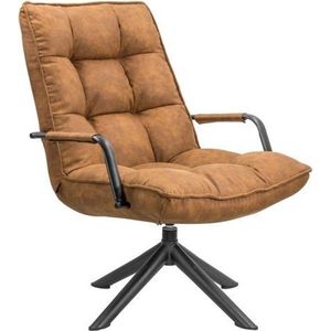 Draaifauteuil met Armleuning - Fauteuil - Fauteuils - Draaistoel - Stof - Bruin - 72 x 80 x 88 cm