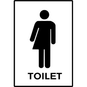 Toilet sticker - wc sticker - deursticker-  Toilet Symbool Deursticker - Toilet Deursticker - Dames - Heren Toilet 15x10cm  - unisex  vierkant