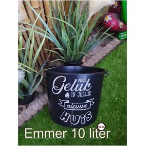 Emmer 10 liter met Tekst Nieuw Huis Homewarming Housparty  Spreuk Quote Klussen Cadeau Geschenk  Verjaardag Spreuk Spreuken Quote Tekst Handgemaakt