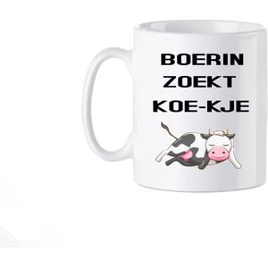 Bedrukte Beker Mok Boerin zoekt Koe-kje Tractor Boerderij Mama Gepersonaliseerde  Cadeau Moeder Geschenk Verjaardag Moederdag Spreuken Spreuk Quote Tekst Handgemaakt