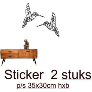 Muur - Raam - Deur  sticker Geometrische Kolibries - Vogels - Dieren - Decoratief - Vrolijk - Overkapping - Veranda