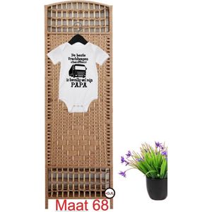 Romper Beste vrachtwagen Mijn Papa Rompertje Gepersonaliseerd Rompertje Babyshower  Kraamgeschenk Katoen Wit Cadeau Cadeautje Geschenk Verjaardag- Geboorte -New Born- Vaderdag - Spreuken -Spreuk- Quote- Tekst -Handgemaakt Maat 68