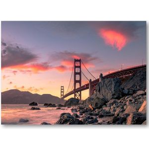 Golden Gate Bridge - zonsondergang - San Francisco, Californië - 70x50 Canvas Liggend - Landschap