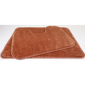 Luxe Badkamermat 50x80cm en wc mat 45x60cm bruin rood