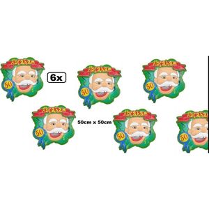 6x Wand decoratie bord Abraham 50x50cm - 50 jaar verjaardag Abraham thema feest