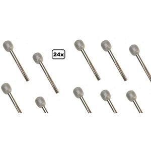 24x Nep microfoon zilver 30cm - Themafeest festival fun muziek mic zingen