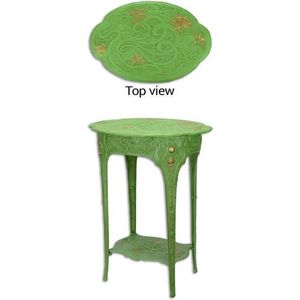 Bijzettafel - Art Nouveau tafeltje Bloemen - Groen gietijzer - 60,4 cm hoog