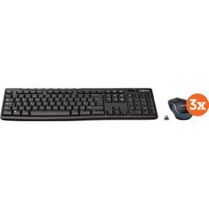 Logitech MK270 Draadloos Toetsenbord en Muis QWERTY 3-Pack
