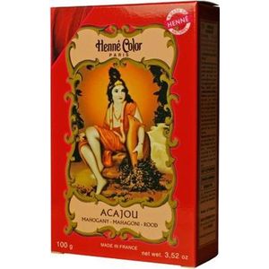 Henna poeder permanente haarkleuring Acajou / rood 100 gram