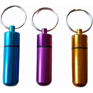 Pillendoosjes | 3 stuks | Onderweg | Sleutelbos | Waterdicht |Paars Blauw Goud | klein 4 cm