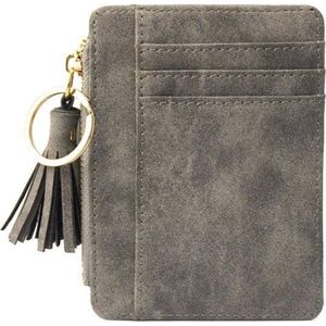 Leren mini portefeuilles portemonnee pasjeshouder met rits vrouwen grijs