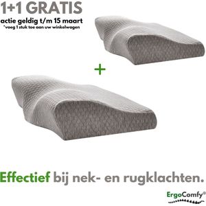 Ergonomisch Hoofdkussen - Ergonomisch - 60x35cm - Orthopedisch - Traagschuim - Nekklachten - Tegen Nek- en rugklachten