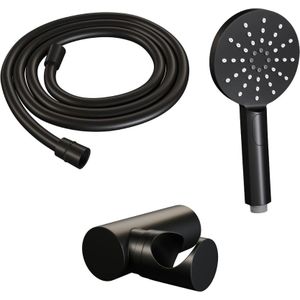 Brauer Black Edition Badset - Ronde 3 Standen Handdouche - Mat Zwart - Messing - Kranen - Douchekranen - Handdouches - 7423412475434
