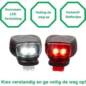 Luxe Fietsverlichting  1 Set Voor en Achter licht Inclusief 4 batterijen - fietslicht - Fietslampjes - Fietslamp - Voorlicht  - Achterlicht - led verlichting