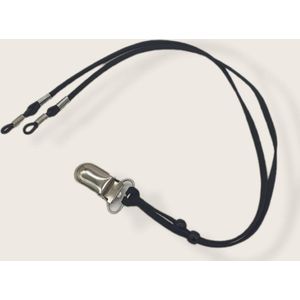 Zwart brillenkoordje met kleding klem