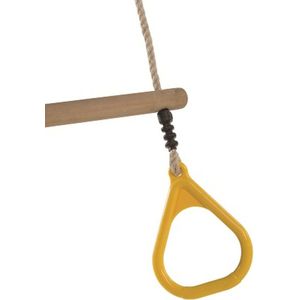 Buitenspeelgoed Keupink - Houten Ringtrapeze met Kunststof Ringen - Geel - PP-Touwen - Trapeze met driehoeksringen