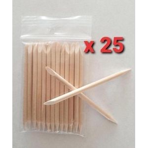 25x cuticle pusher / wood sticks - woodsticks - manicure - bokkepoot-pedicure - nagels- rozenhoutstokjes - nagelriemen - nagelverzorging - gellak - shellac - gelpolish - acryl - gel - verzorging - verwijderen - vijlen - houten - nail - bokkenpootje